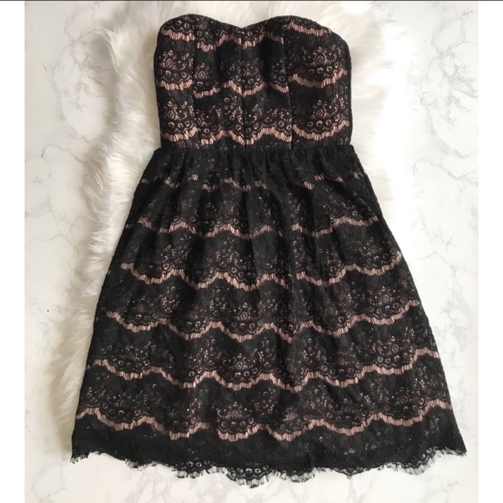Ya Los Angeles Black Lace Strapless‎ Dress Sz Sm